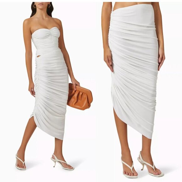 Norma Kamali Dresses & Skirts - NORMA KAMALI Diana Ruched Skirt in White Size Medium